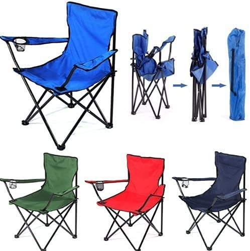 Niyam Folding Chair Big - Portable Foldable Nylon Base Fabric Camping Chair for Fishing Beach Picnic Outdoor Chairs (Nevy Blue)