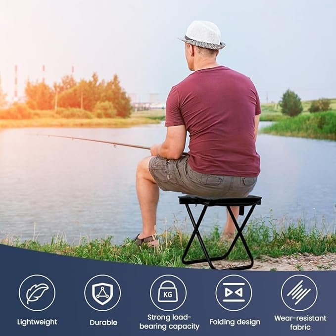 MOROVIK Folding Stool, Mini Outdoor Camping Stool, Portable Small Foldable Lightweight