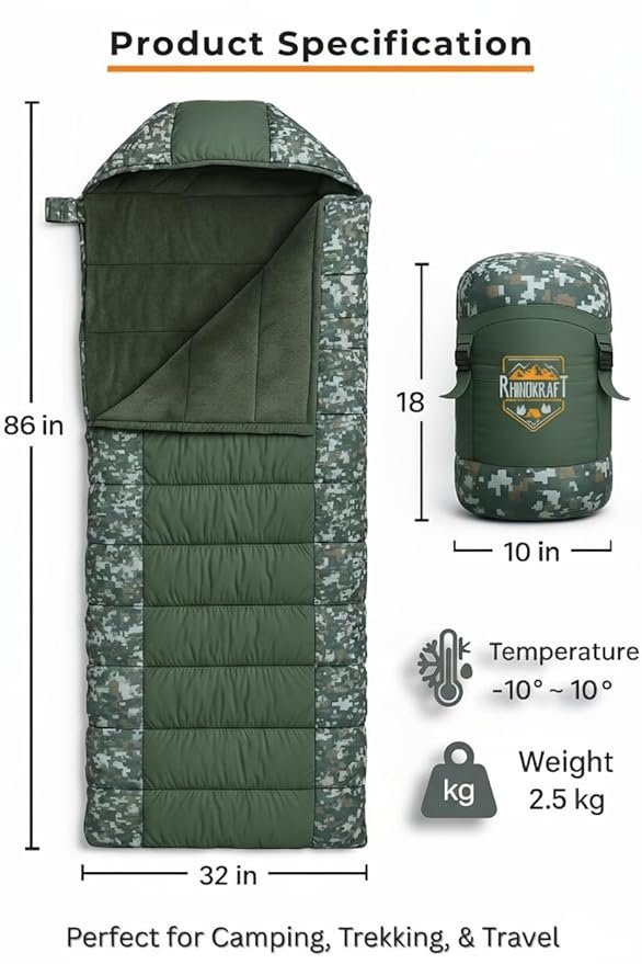 Sleeping Bag for Adults | Army-Grade Outdoor Camping Bag