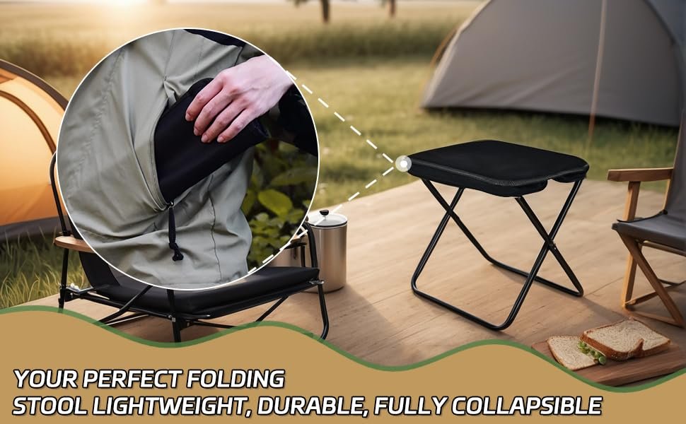 MOROVIK Folding Stool, Mini Outdoor Camping Stool, Portable Small Foldable Lightweight