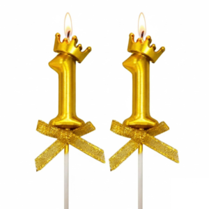 Gold Crown Birthday Candle Set – 2 Pcs