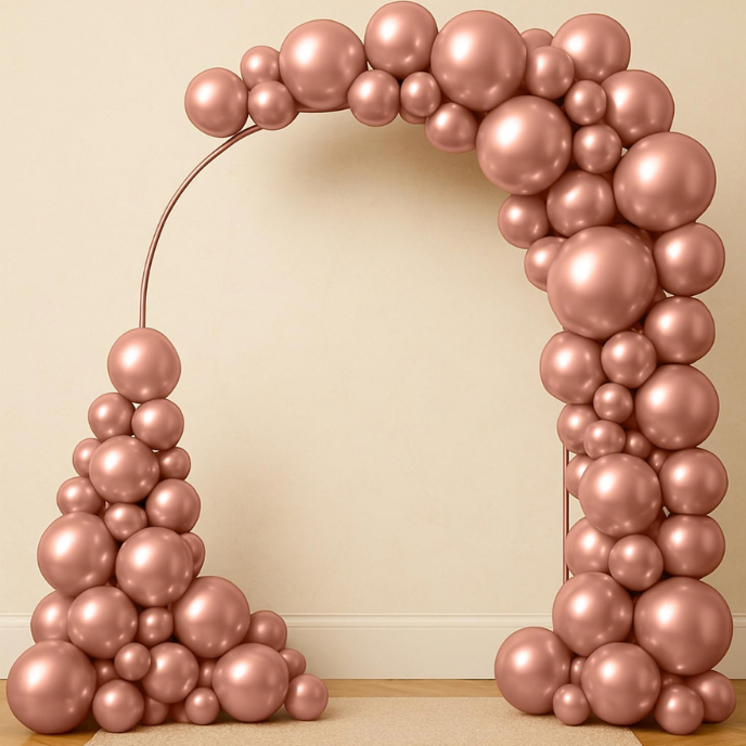 Metallic Chrome Balloons – 25 Pcs | Rose Gold, Orange & Green
