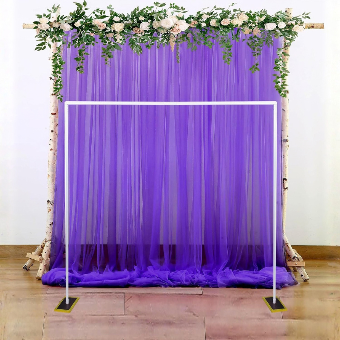 Purple Floral Backdrop with Draping & Greenery – Event Decoration Backdrop