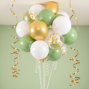 Treasure Metallic, green gold white Confetti Balloon Decoration Set for Party & Events 60 Pack