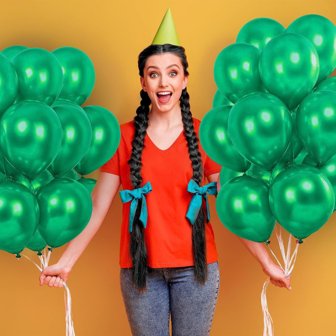 Metallic Chrome Balloons – 25 Pcs | Rose Gold, Orange & Green