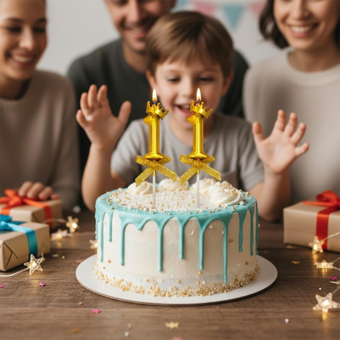 Gold Crown Birthday Candle Set – 2 Pcs