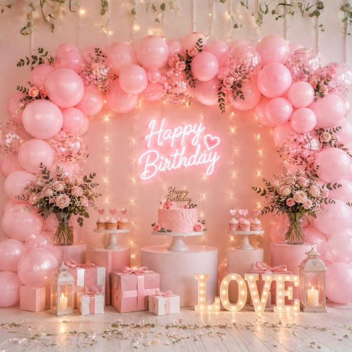 pink balloons Bouquet Set for Birthday & Party Decoration Pop The Party 50pcs Party Decoration Pastel color