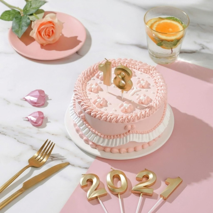 Gold Number Birthday Candles 0–9 | Elegant Cake Decoration Candles