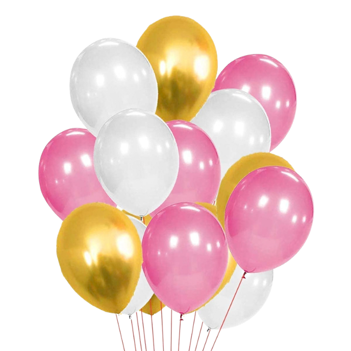 Party Propz Metallic Balloons Large -51Pcs, Pink Gold White Balloons Set for Birthday, Wedding & Party Decoration