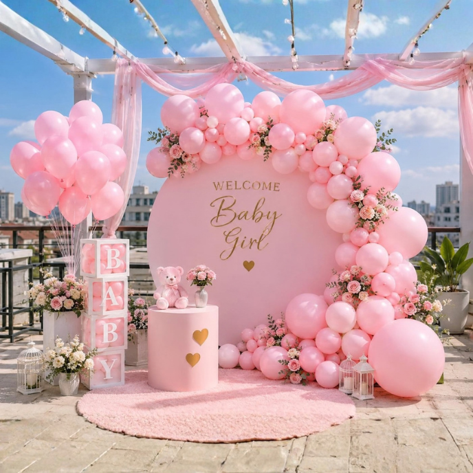 pink balloons Bouquet Set for Birthday & Party Decoration Pop The Party 50pcs Party Decoration Pastel color