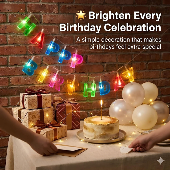 LED HAPPY BIRTHDAY String Lights for Birthday Party Decoration
