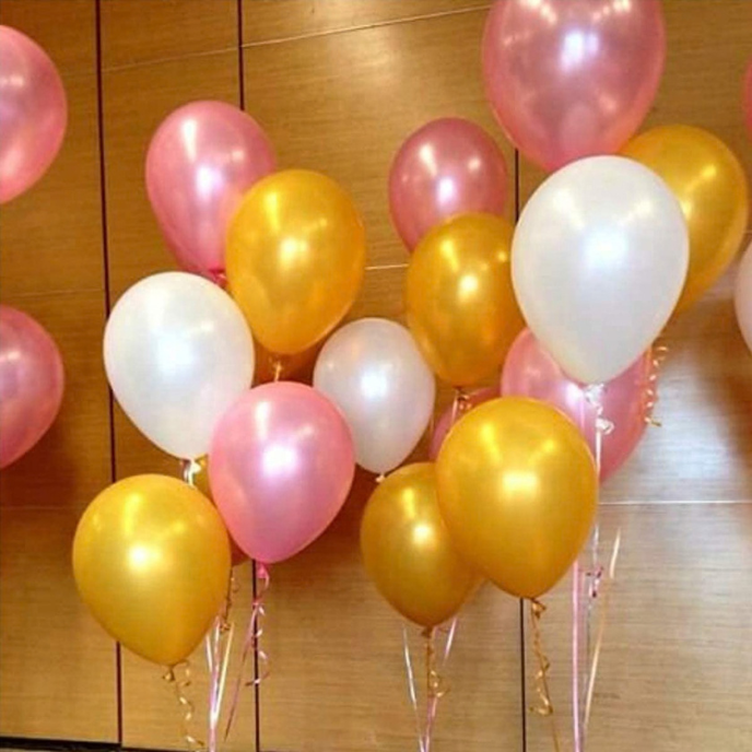 Party Propz Metallic Balloons Large -51Pcs, Pink Gold White Balloons Set for Birthday, Wedding & Party Decoration