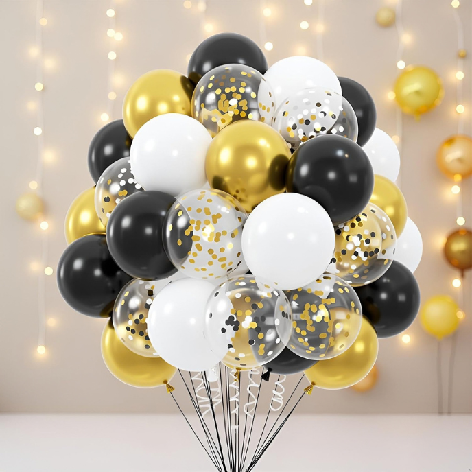 Treasure Metallic, green gold white Confetti Balloon Decoration Set for Party & Events 60 Pack