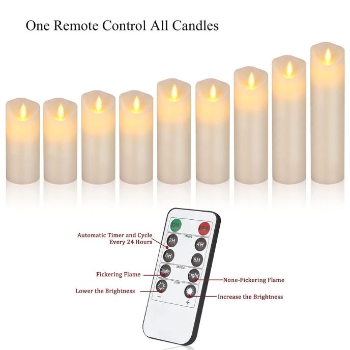 Remote Control LED Flameless Candles with Timer – Warm White
