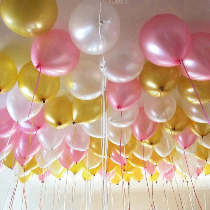 Party Propz Metallic Balloons Large -51Pcs, Pink Gold White Balloons Set for Birthday, Wedding & Party Decoration