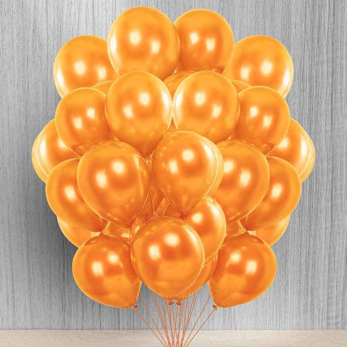 Metallic Chrome Balloons – 25 Pcs | Rose Gold, Orange & Green